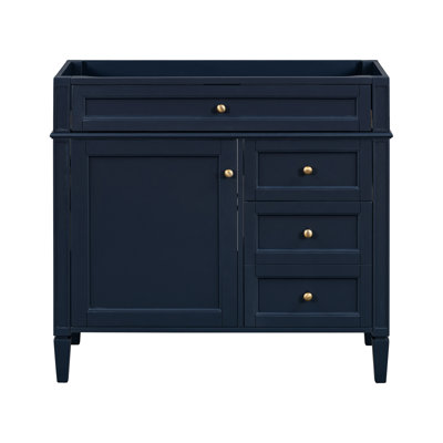 Armoire de salle de bain moderne de 36 po en bois massif avec 2 tiroirs, un tiroir basculant et une solution de rangement polyvalente