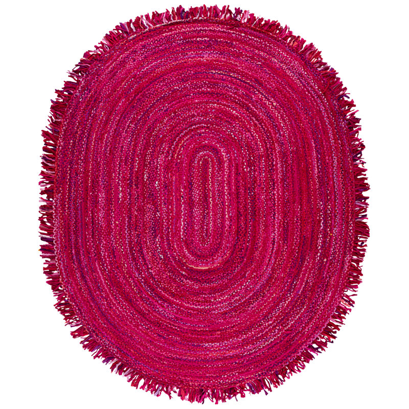 Braided Hand Woven Cotton Solid Color Rug, Oval 8' x 10'