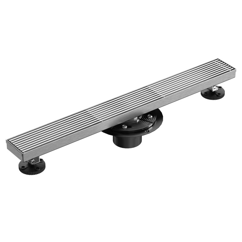 24"x 2.75" Linear Grid Rectangle Shower Drain, Brushed Nickel