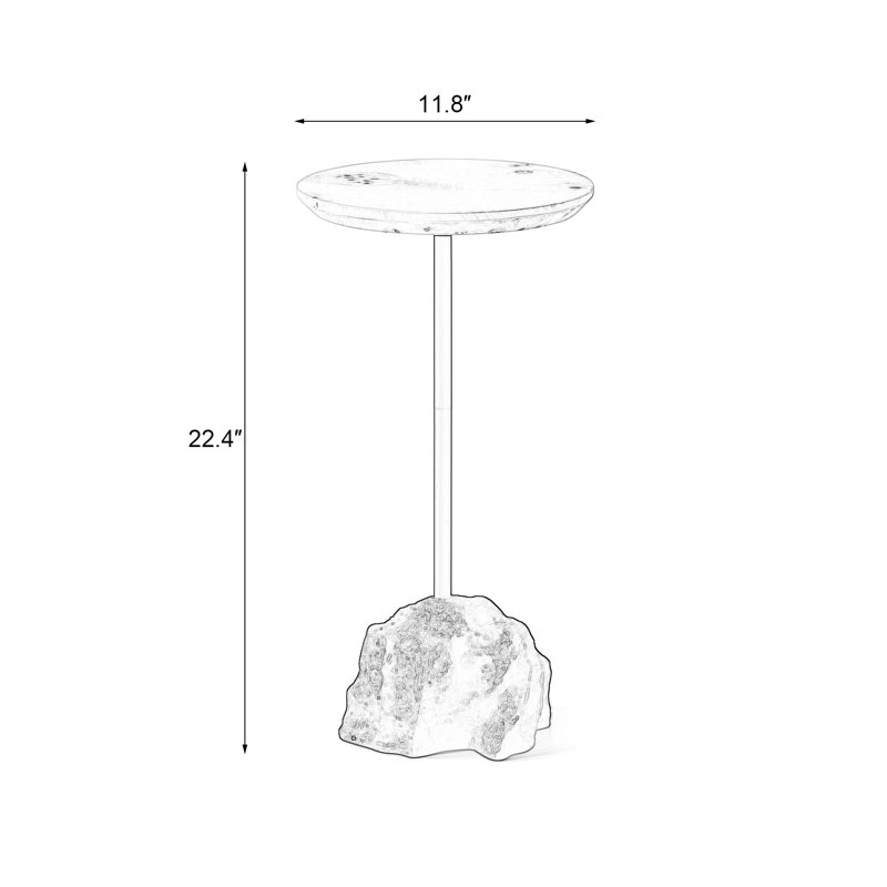 Stone-shaped Base Drink Table With Wood Top - Lightweight, Portable Side Table