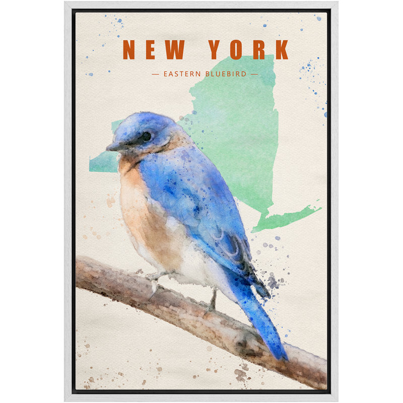 Oiseau bleu de New York IDÉE4WALL, Blanc, H 36 po x l 24 po x P 1,5 po