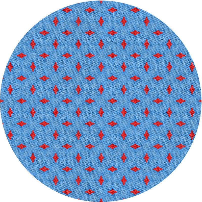 Tapis abstrait bleu / rouge, Rond 8 pi