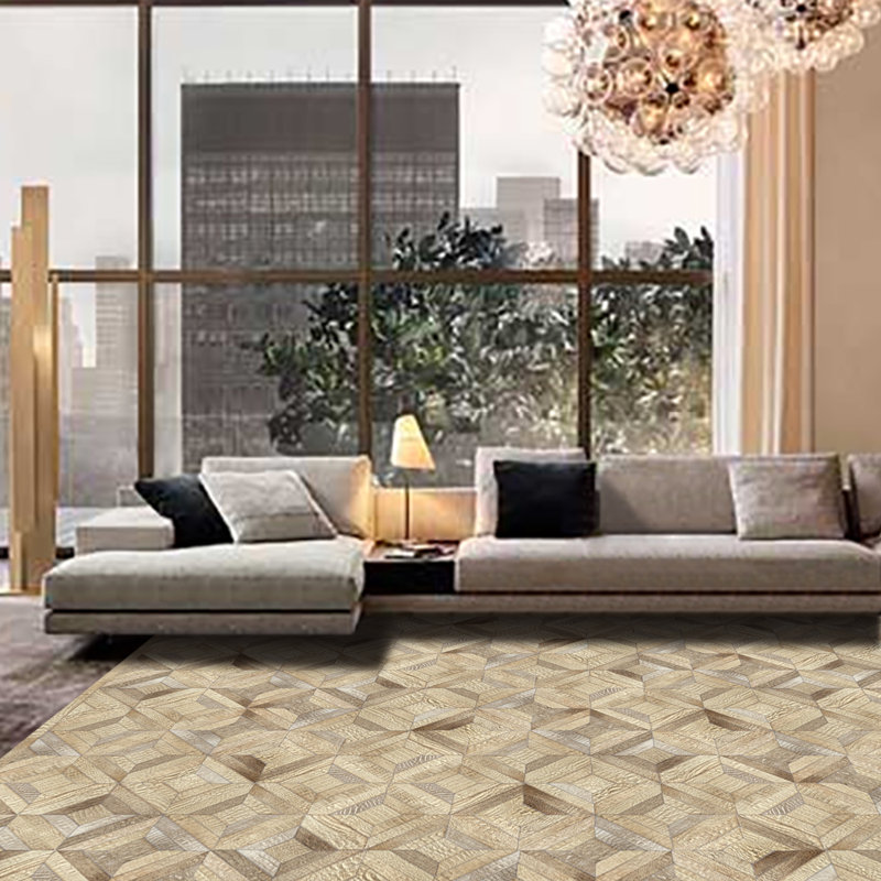 Pandora Cowhide Geometric Area Rug, Rectangle 5' x 8'