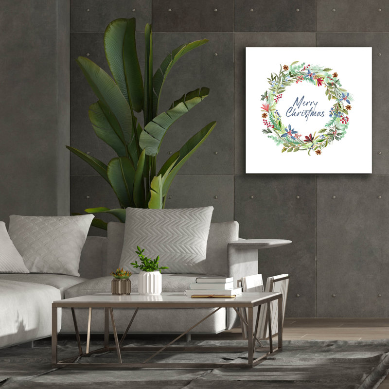 Art mural sur toile Winston Porter «Cedar Blues Wreath» par Art Licensing Studio, H 37 po x l 37 po x P 1,5 po