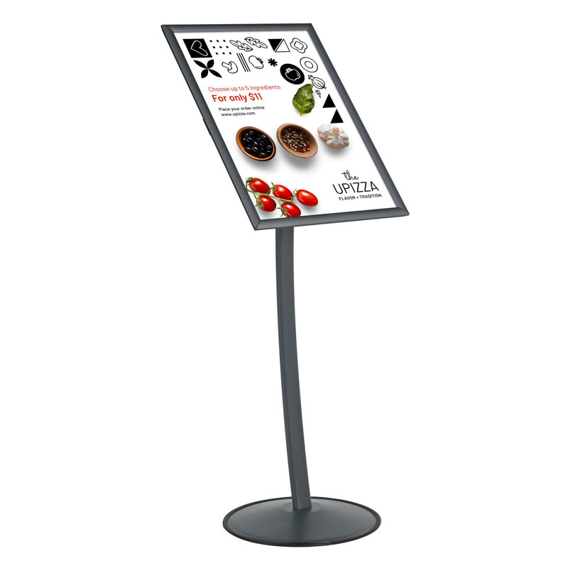 Porte-affiche piédestal anthracite incurvé M&T