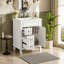 Meuble-lavabo 24 po avec lavabo en céramique, petite armoire de salle de bain moderne, 2 tiroirs et tablette réglable-1249338831