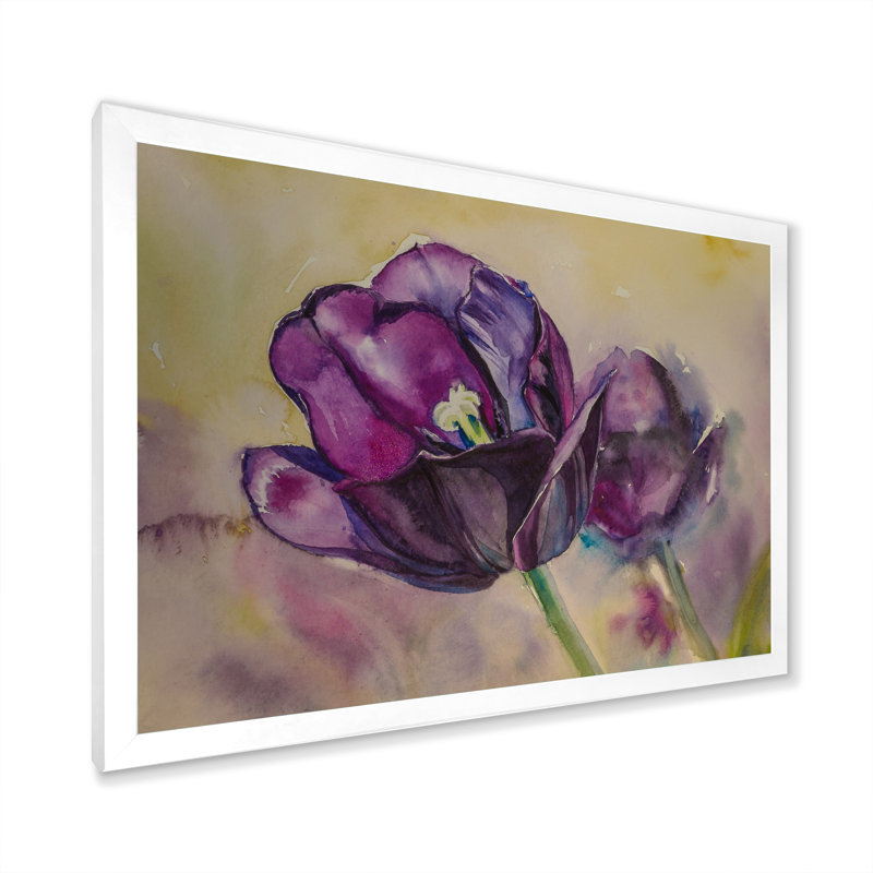 «Still Life Tulips Artwork», peinture sur toile encadrée, Cadre photo blanc, H 16 po x l 32 po x P 1 po