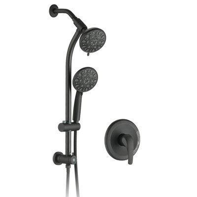 Matte Black Spa Shower With Drill- Stainless Steel Rod And 7 Heads 7-Setting Dual Head Slide Bar In Color