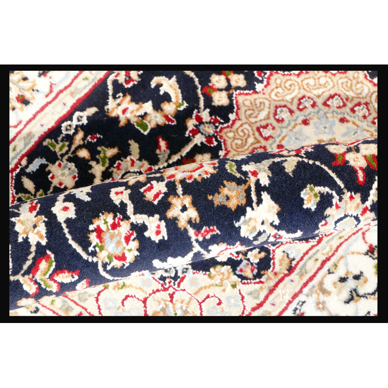 Hand-Knotted High-Quality Black, Red, and Cream Runner