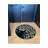 Dark Blue Beige Floral Patterned Round Woven Base Modern Decorative Carpet-1517380604