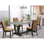 L'ensemble de table de salle à manger 6 pièces contient une table de cuisine rectangulaire avec pieds en V et 4 chaises Parson en tissu de lin sable clair avec un banc, une finition de dossier brossée-760514935-760515691