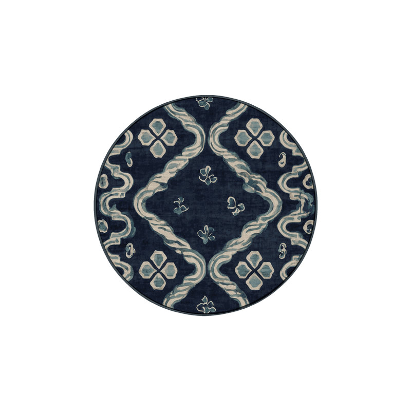 Machine Washable Gray Area Rug, Round 3'