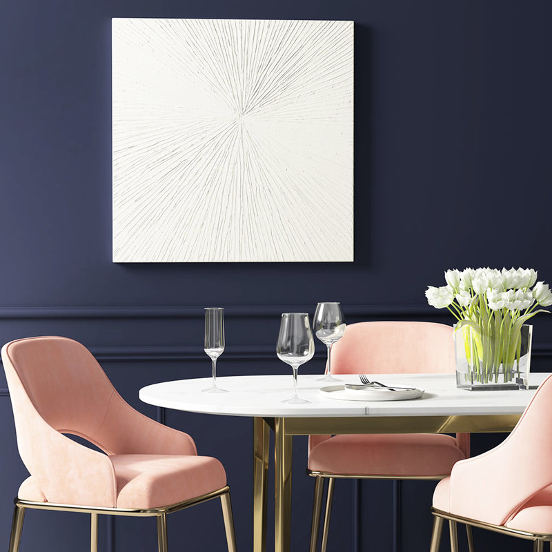 Décoration murale abstraite abstraite peinte à la main en résine - l 30 po x H 30 po intérieur blanc brillant