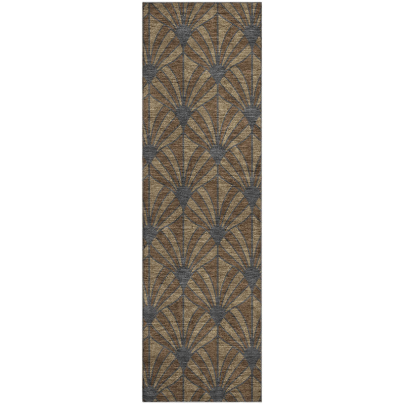 Premium Machine Washable Mayfield AMF2426 Striped Rug, 2'3" x 7'6" Runner, Chocolate