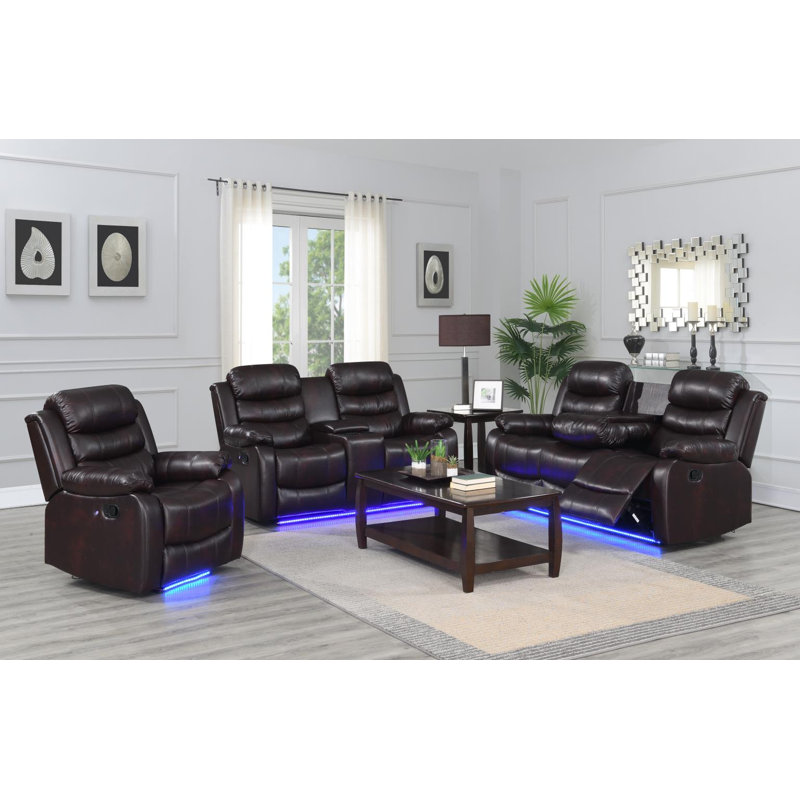 Upholstered Home Theater Seating with Cup Holder