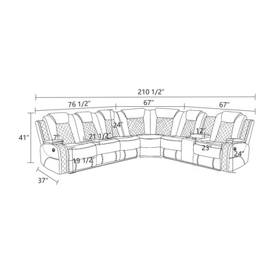  Canapé modulaire inclinable électrique 7 places avec DEL, ensemble de canapés en cuir, blanc crème