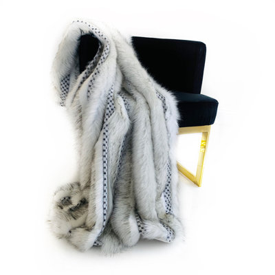 Jeté de luxe en fausse fourrure blanc cassé Plutus