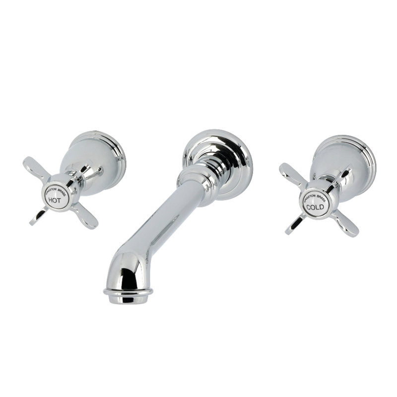 Kingston Brass Essex Two-Handle 3-Hole Wall Mount Roman Tub Faucet, Polished Chrome