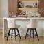 Ensemble de 2 tabourets de bar, tabourets pivotants en velours avec dossier capitonné et pieds en bois, garniture cloutée chromée-128130644