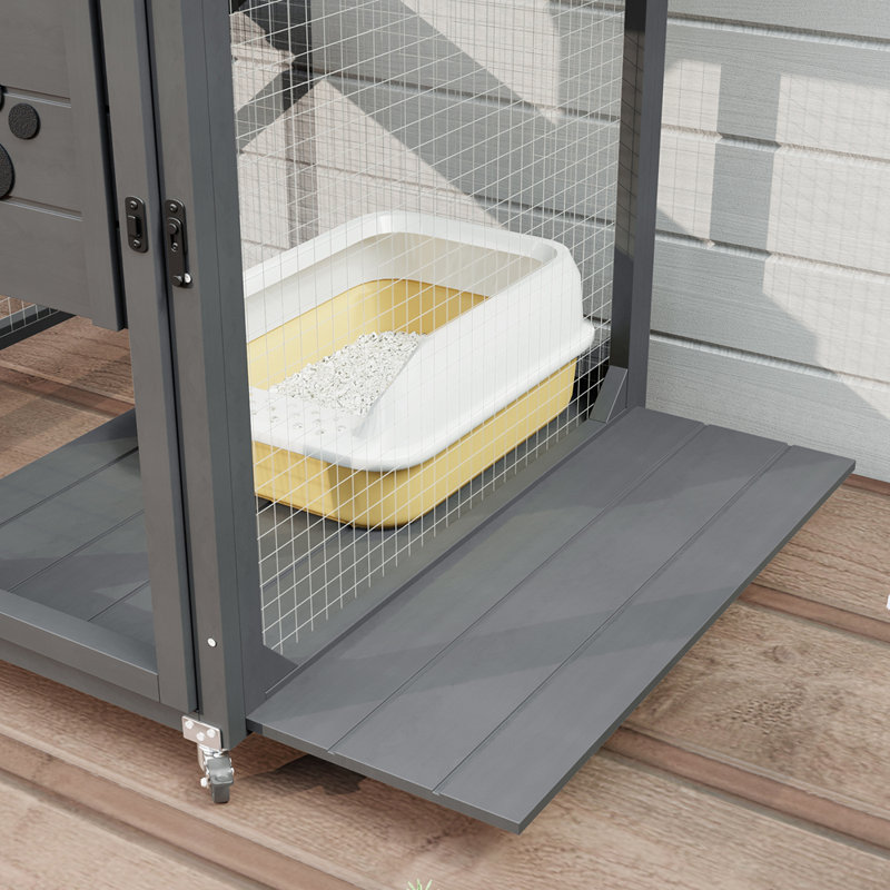 Enceinte d'extérieur pour chat Catio avec 4 niveaux, fenêtre, boîte de repos et toit imperméable pour l'intérieur et l'extérieur