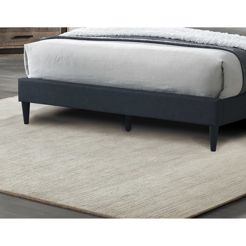 Tête de lit pour grand lit contemporaine en tissu d'ameublement en jute gris anthracite, Gris anthracite