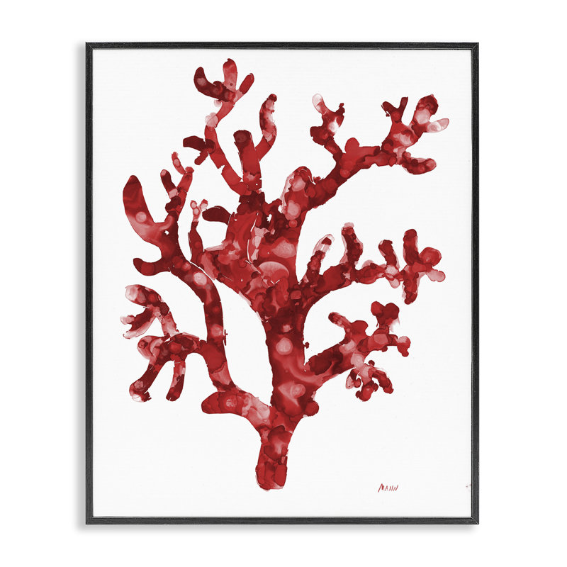  Red Coral Sprig, art de la giclée encadrée par Patti Mann, Giclée encadrée noir minuit, H 30 po x l 24 po