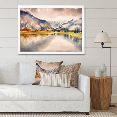 Paysage d'automne avec le ciel reflété sur le lac - Peinture sur toile