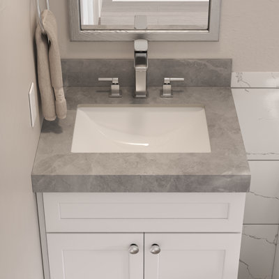 Bathroom Vanity Top, 25W x 22D x 2.5H Porcelain Vanity Sink Top, with 3 Pre-Drilled Holes for Faucets, Italian Grey