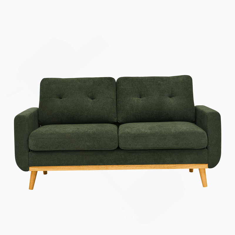 Canapé capitonné 67,7 po de largeur Mid-Century avec pieds en bois, Vert