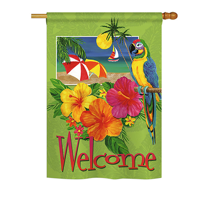 Drapeau de maison Telles Tropical Welcome, H 40 po x l 28 po