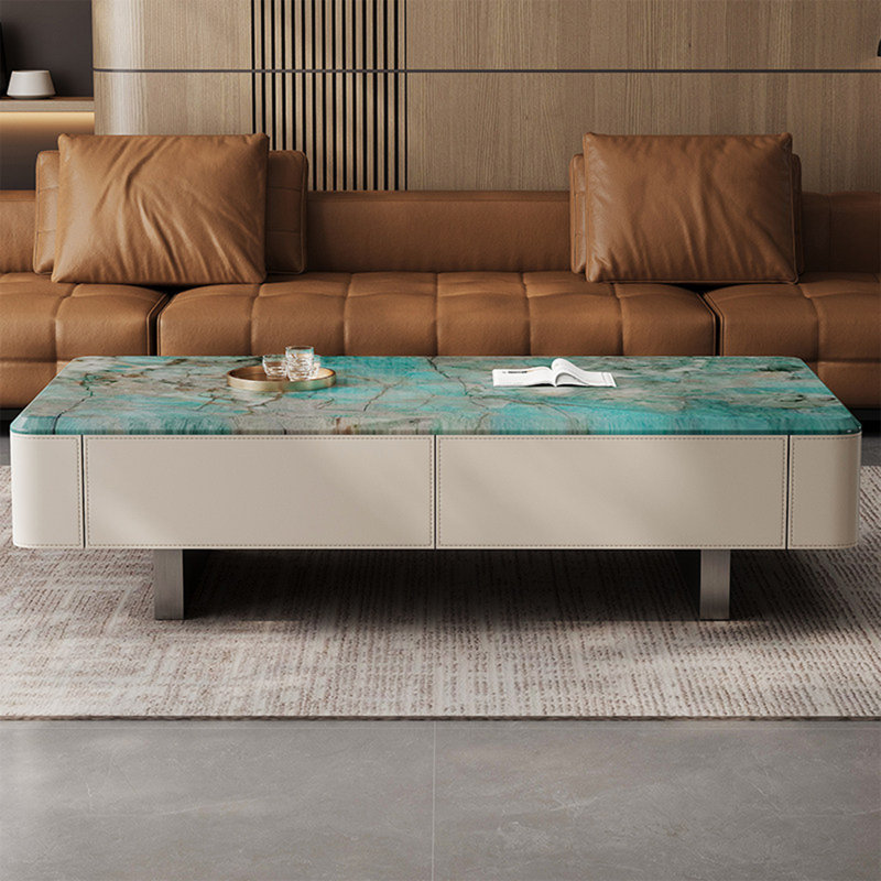 Table basse Luxury-lite rectangulaire en marbre, H 15,7 po x L 51,2 po x l 27,6 po
