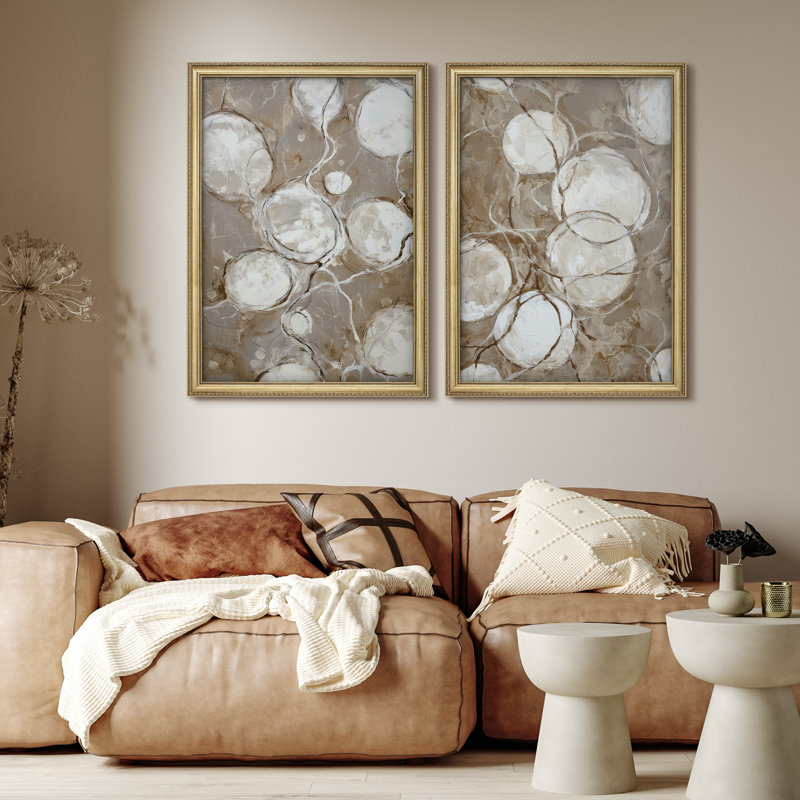 Ensemble de 2 art mural neutre encadré en marbre neutre 26 "x 36", Impression encadrée sans passe-partout