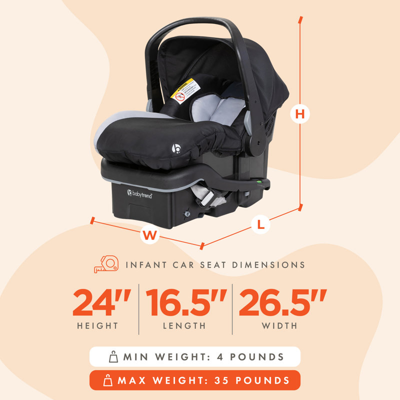 Siège d'auto pour bébé léger Baby Trend EZ-Lift Plus, housse et base confortables, orageux, 16.5" H x 27.2" W x 15.4" D, Noir
