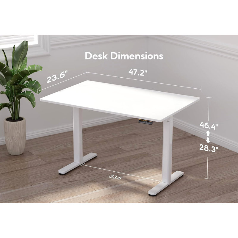 48 Inch Electric Glass Standing Desk, Adjustable Height ,Quick Install Home Office Computer Desk, Stand Up Desk