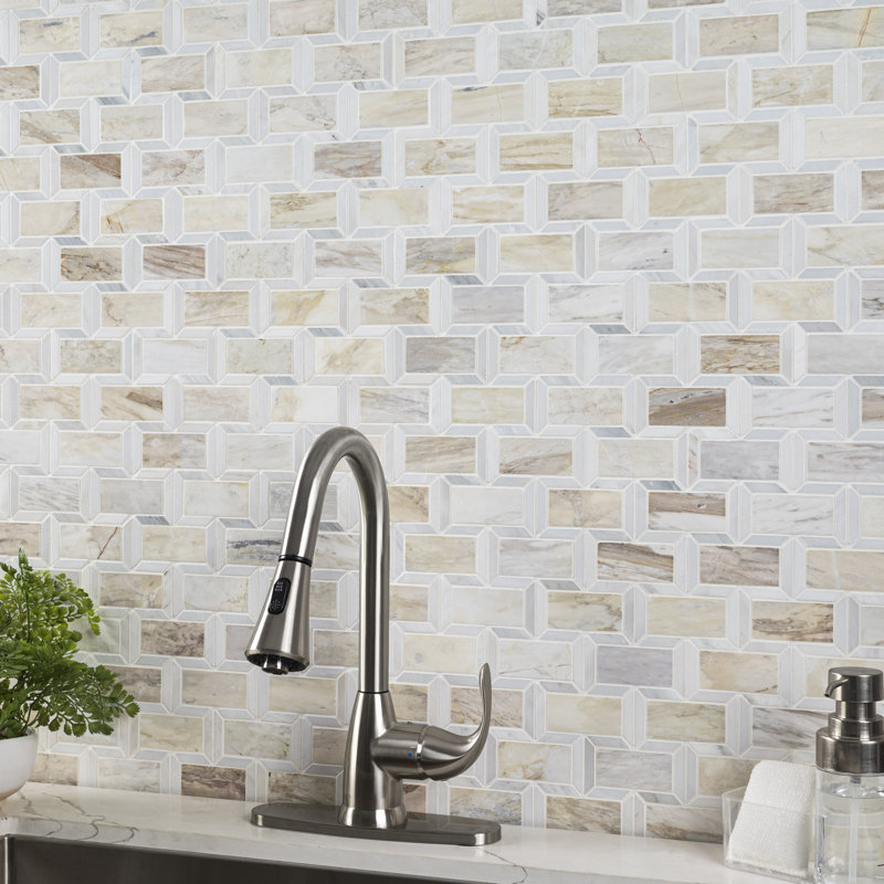 Auralie Framix 12 in. x 14 in. Polished Marble Mosaic Floor and Wall Tile, Auralie