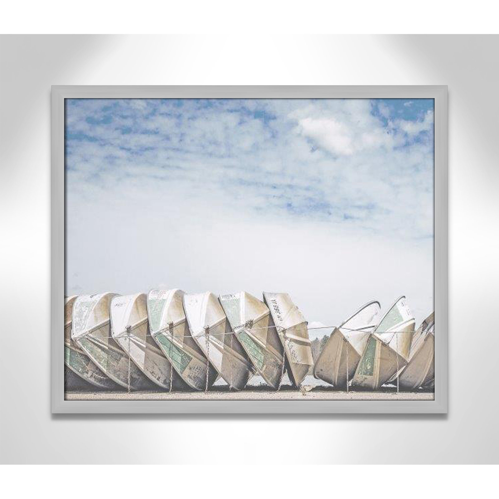 Hennecy "Wooden Boats" Print by Leah Straatsma, Matte Silver, 21.5" H x 25.5" W x 1.25" D