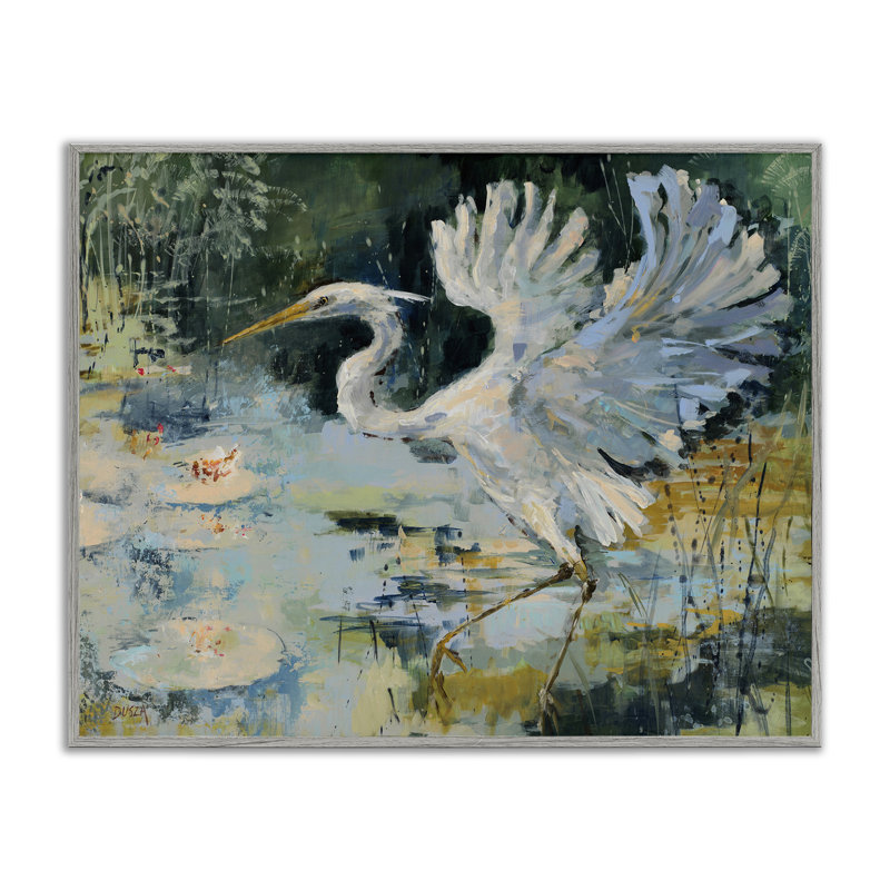 Héron avec ailes déployées, estampe numérique, conception par Dusza, H 11 po x l 14 po, Estampe numérique Farmhouse
