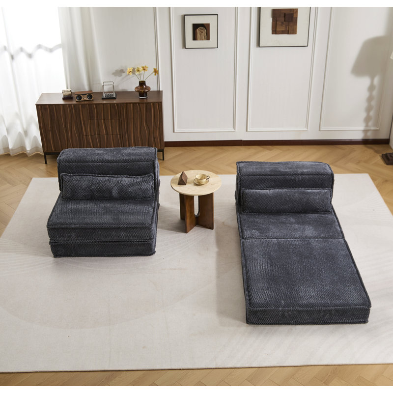 Compression Mahjong Sofa,Convertible Floor Sofa Bed,Diy Boneless Modular Sectional Sofa,No Assembly Required,Circle Fleece Fabric,Oversized 2 Seater With 2 Pillows