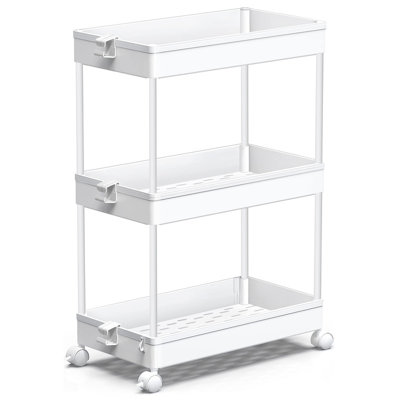 3-Tier Rolling Storage Cart,Multi-Purpose Shelves For Office,Living Room,Bedroom,Bathroom,Grey