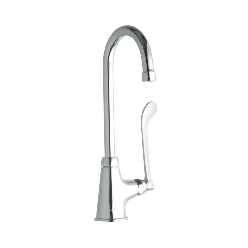 Single Hole with Single Control Faucet with 5" Gooseneck Spout 6" Wristblade Handle Chrome