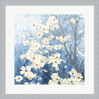 «Dogwood Blossoms I Indigo» par James Wiens, art mural encadré