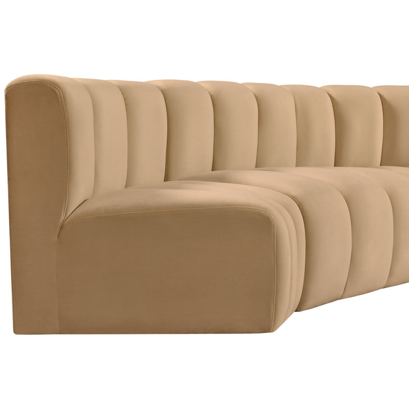 Houssam Upholstered Curved Sectional Reversible, Camel Velvet