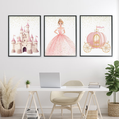 Princess Dreams Collection 3pc Framed Giclee Set, design by Christine Simpson Art