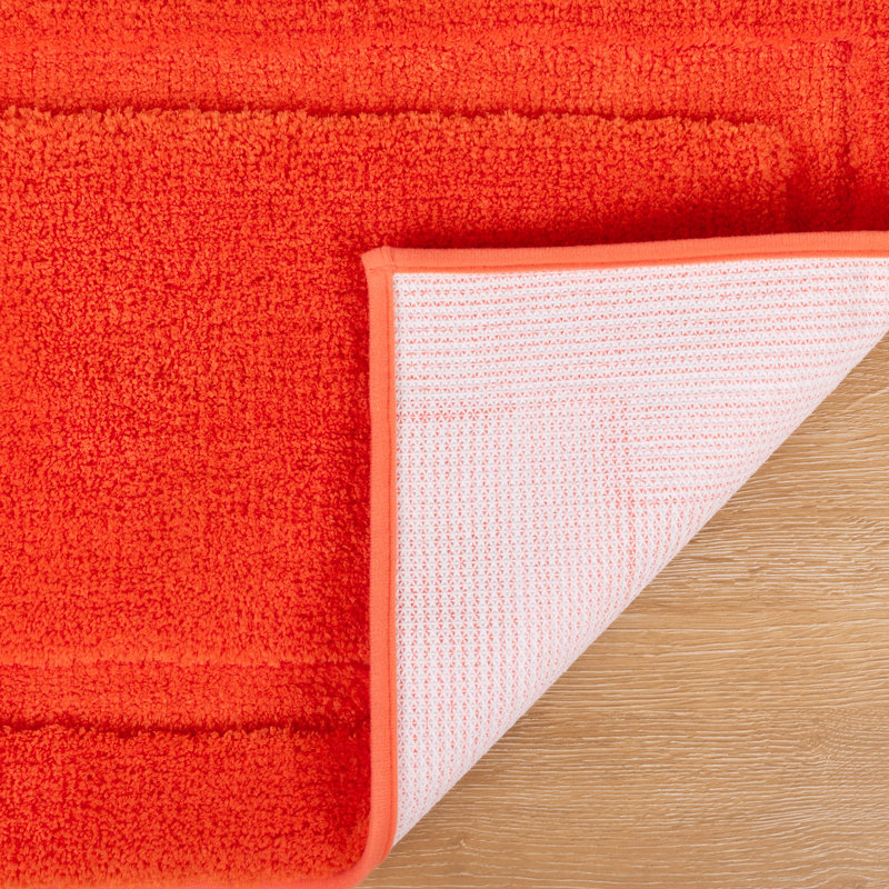 Ensemble de tapis de bain en microfibre 4 pièces avec envers antidérapant, Orange