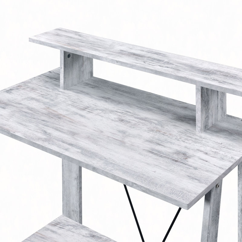Writing Desk With Upper Shelf, Antique White