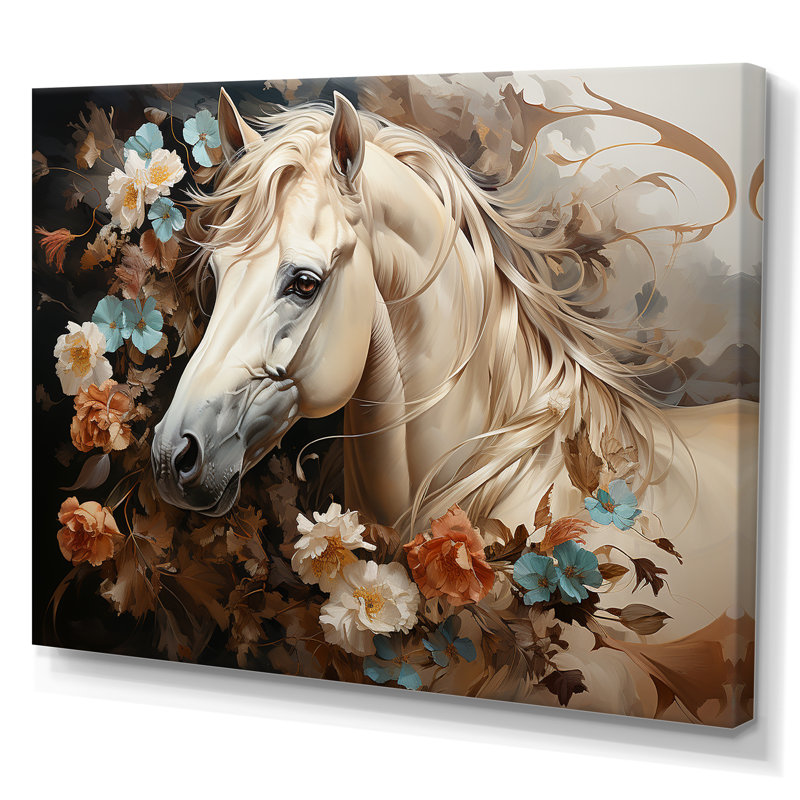 «Blooming Horse symbolism» sur toile, Toile tendue, H 16 po x l 32 po