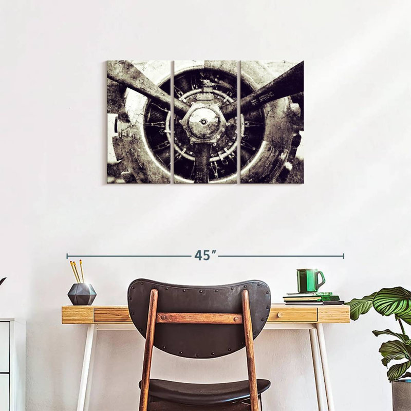 Ensemble d'hélices rétro sur toile 3 pièces, H 20 po x l 33 po