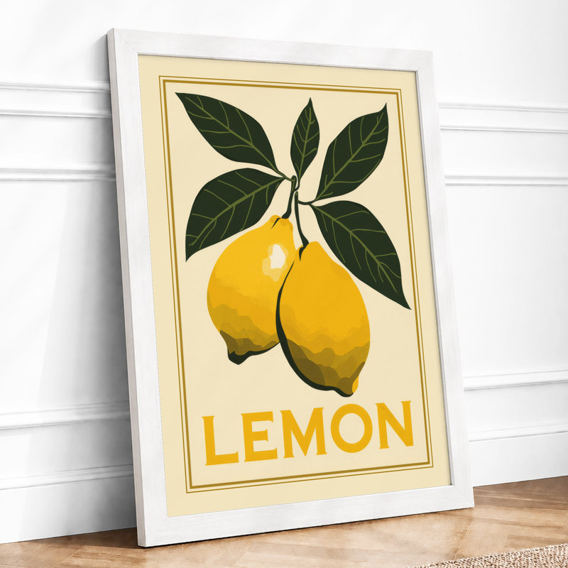 Lemon Study Botanical - Framed Print, A1 - 84.1 x 59.4 cm, White