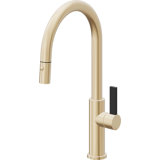 Corsano Contemporary Pull Down Kitchen Faucet with Button Sprayer High Arc Spout and BFB Series Handle