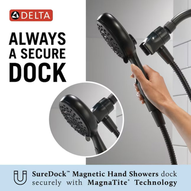 6-Setting SureDock Magnetic Hand Shower, Matte Black